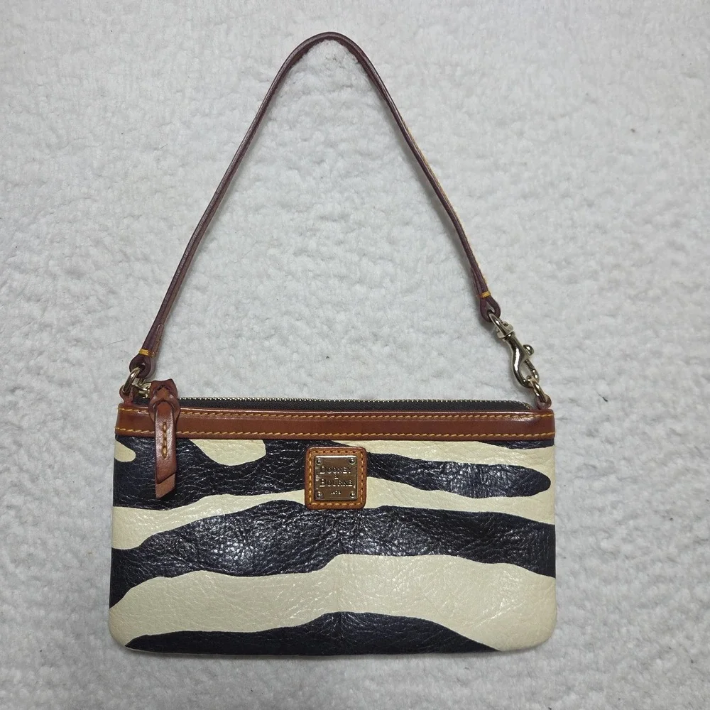 Vintage Dooney And Bourke Wristlet Hand Coin Bag Zebra Print Leather Bratz